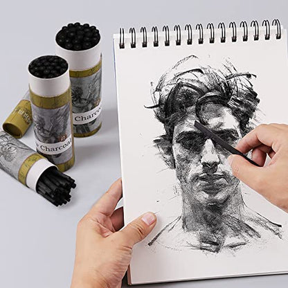 Willow Charcoal Sticks, Natural Willow Charcoal for Artists, Beginners, or Students of All Skill Levels, Great for Sketching, Drawing, and Shading, Approx 4-5mm in Diameter, Pack of 25