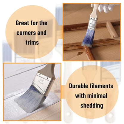 Bates- Angle Paint Brushes for Walls and Trim, 1.5", 3 pcs, Treated Wood Handles, 1.5 Inch Paint Brush - color: Wood Handle Angle, size: 3 Pack, 1.5"