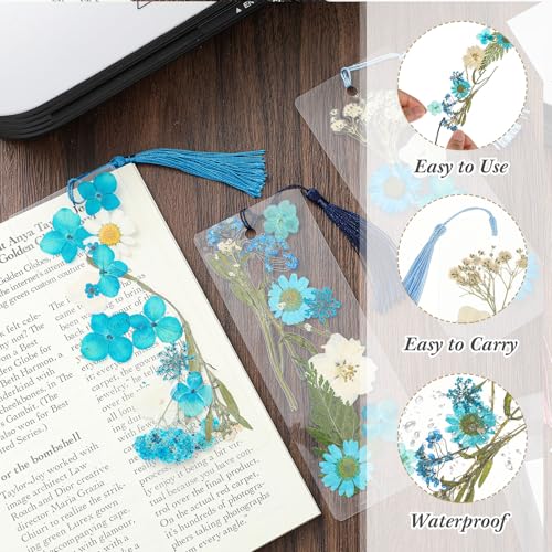 Fuyoooo 376 Pcs Pressed Flower Bookmark Kit,Blue,2 x 6 Inch - color: Blue, size: 2 x 6 Inch