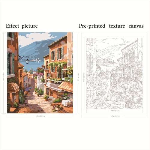 QUITEDEW Scenery Paint by Numbers Kit for Adults Beginner 16X20 Inch | Paint by Number Landscape,City Paint by Number for Adults Canvas,DIY Oil Painting Kits for Gifts Home Decor - color: A2-town