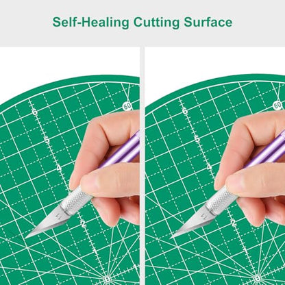 13"x13" Round Rotating Cutting Mat, Self Healing Mat with 360-Degree Rotation & Anti-Slip Base, Sewing Board Cutting Mat Perfect for Fabric Quilting Leather Hobby Project, Green - color: Green, size: 13"L x 13"W