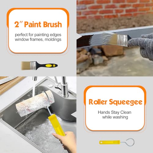 13pcs Paint Roller Set,Paint Rollers & Tray Set with Extension Pole,Includes a Paint Tray,Brush,Large and Mini Rollers & Sleeves,Paint Mixer,Scraper,Washing Rack,for Painting Walls & Ceilings