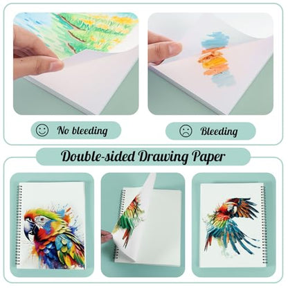 7.6 × 10In Marker Sketchbook, 200gsm Double-Sided Bleedproof Marker Paper | 30 Sheets Acid-Free Smooth Paper, Spiral Bound & Tear Line, Lays Flat for Markers, Pens - size: 7.6×10 Inch (1 pack)