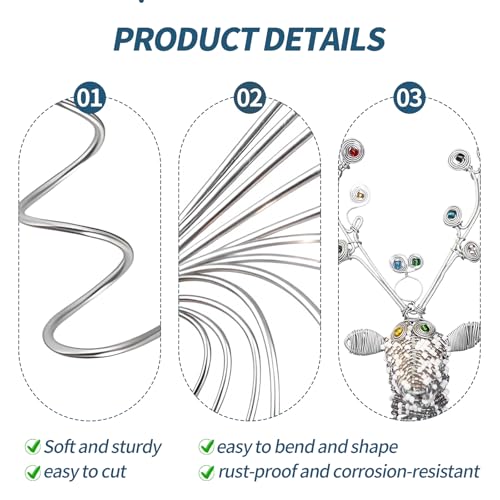 9 Gauge Aluminum Craft Wire,33 Ft Silver Metal Wire for Sculpting and Crafting,Bendable Metal Wire for Frames, Garden Trellises, and Industrial Art - size: 9 Gauge 33 Ft