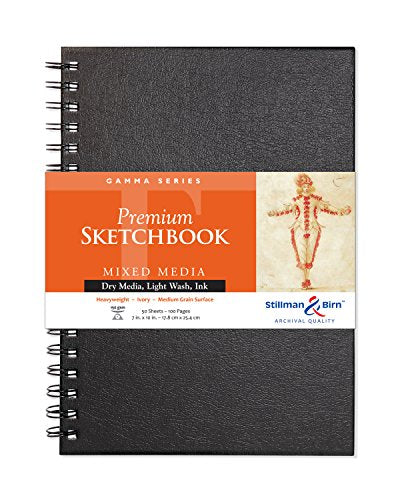 Stillman & Birn Gamma Series Wirebound Sketchbook, 7" x 10", 150 gsm (Heavyweight), Ivory Paper, Medium Grain Surface - size: 7" x 10" 150 gsm (Heavyweight)