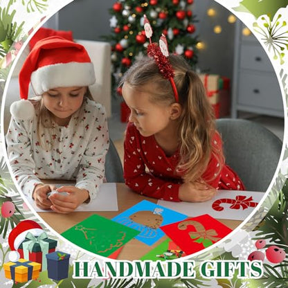 Henoyso 24 Pcs Winter Stencil for Kids 8 Inch Reusable Christmas Templates | Plastic, Drawing Painting Templates, Snowflake, Gingerbread, Candy Cane, Blue White Red, Wood Paper Scrapbook, DIY Art Crafts - style: Winter Style