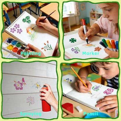 72 Pcs Butterfly Flower Stencils for Painting Set, Reusable Botanical Leaf Dragonfly Plants Painting Templates - Stencil Crafts Drawing Templates for DIY Scrapbook, Home Wall Murals, Canvas Wood Signs - style: Butterfly Plants