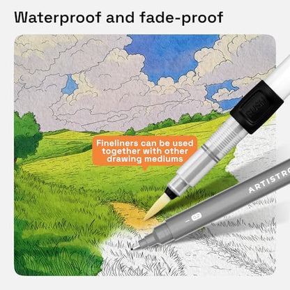 ARTISTRO Set of 9 Fineliner Pens - Black Micro Pens with Ultra Fine Tips for Drawing, Sketching, Writing, Journaling and Technical Illustration - Waterproof Archival Ink