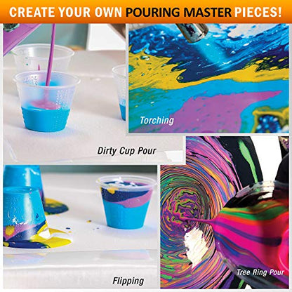 Pouring Masters Neon Bikini Orange Ready to Pour Acrylic Pouring Paint - Premium 8-Ounce Pre-Mixed Fluid Acrylic Paint - Fluid Art Supplies for Canvas, Wood, Paper, Tile & Rocks - color: Neon Bikini Orange