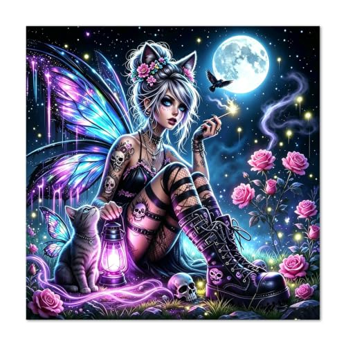 WULINHUAFA Butterfly Fairy Diamond Painting Kits for Adults 14x14 inch | Gothic Diamond Art Kits for Beginner, 5D Full Round Drill Gem Art Painting Kits for Home Wall Decor - color: Gothic