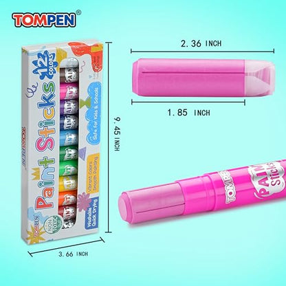 Tempera Paint Sticks for Kids & Artists,72 Pack 12 Vibrant Color | Non-Toxic,Quick Drying,Rainbow Colors,Washable Solid Paint Crayons,Ideal for Kids School Classroom Art Projects & DIY Crafts