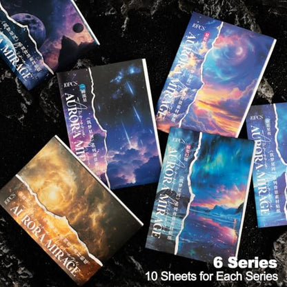 60 Pcs Galaxy & Aurora Stickers for Scrapbooking and Journaling - color: Star Dreams