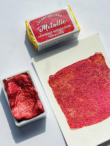 Metallic Handmade Watercolor Paint Full Pans Shimmer -Glitter Watercolors Choose Your Color (Terracotta) - color: Terracotta (Full Pan)