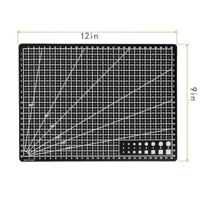 Self Healing Sewing Mat, Rotary Cutting Mat Double Sided 5-Ply Craft Cutting Board for Sewing Crafts Hobby Fabric Precision Scrapbooking Project 9inch x 12inch (A4-Black)