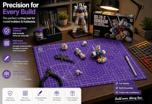 KC GLOBAL A3 (19"x13") Professional Grade Self-Healing Cutting Mat (Purple) - Odor-Free, Double-Sided, Eco-Friendly, Non-Slip, Premium Desk mat for DIY, Crafting, Model Building,and Art Projects - size: 19"L x 13"W