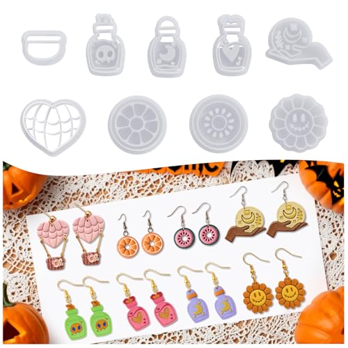 9 Pack Adventure Polymer Clay Cutters - Halloween Polymer Clay Molds & Polymer Clay Earring Cutters for Jewelry Making - color: Balloon