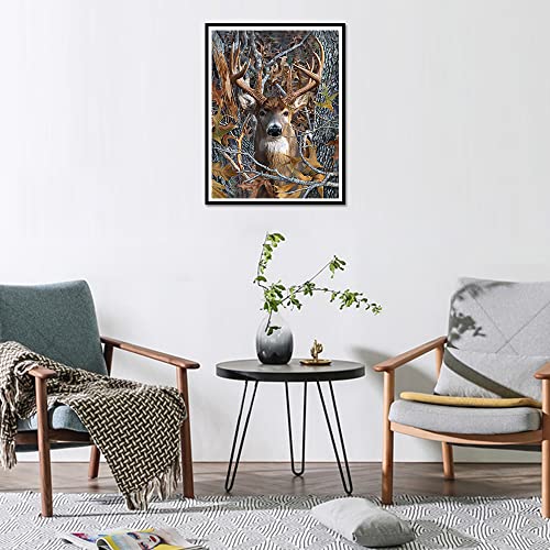 TISHIRON Deer Diamond Art Kits for Adults, 5D Round Full Drill Arts 12"x16"