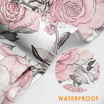 Britimes Apron with Pockets, 32x28 inch, for Women Men, Pink Flowers - color: Peony 2