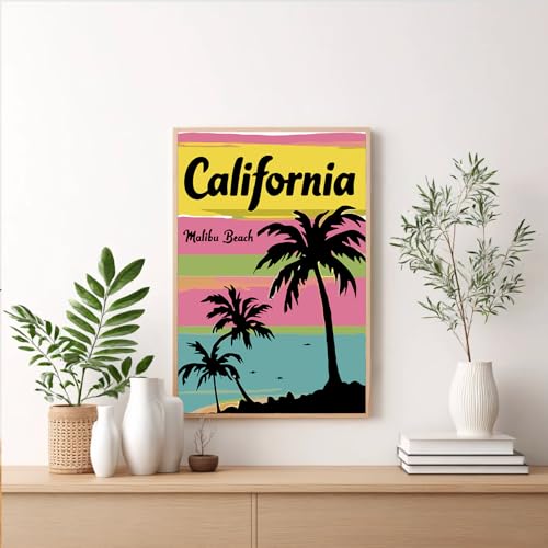 Framed Paint by Numbers Kit for Adults Beginner & Kids Ages 8-12, Beach Easy Paint by Numbers Canvas with Frame, without Easel, DIY Acrylic Number Painting for Adults for Home Decor Gift 8 x 12 Inch - color: XM-OP-F-California-2030