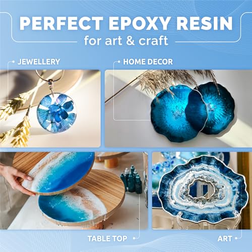 CRAFT RESIN 1 Gallon Crystal Clear Epoxy Resin Kit with Pumps - Food Safe & UV Resistant for DIY Art, Wood, Jewelry Making, Coasters, Mold Casting Resin Epoxy - Low Viscosity for Beginners & Pros | Low Viscosity, Self Leveling Casting Resin Epoxy for DIY