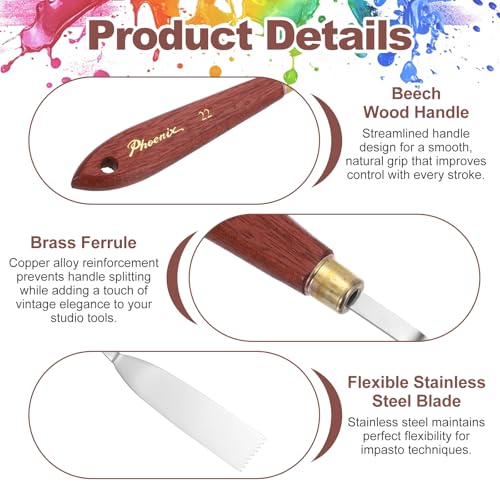 MECCANIXITY Pack of 1 Palette Knife No.22, 8.3" Long Palette Knives with Stainless Steel Flexible Spatula Pallet Knife and Wood Handle for Scraping, Mixing, Oil Acrylic Painting Canvas - style: No.22