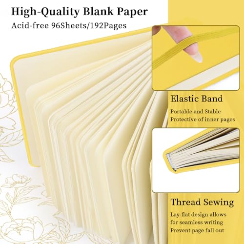5x5 Pocket Sketch Book,80gsm Hardcover Art Sketchbook for Drawing Journal | PU Cover,Blank Paper,96Sheets/192Pages,Lay-Flat,Portable Travel Creation Paint Diary Memo Planner,Dry Media.Yellow - color: PU Cover-5x5in-Yellow