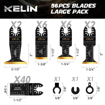 KELIN 56pcs Titanium Oscillating Tool Blades, Universal Multitool Blades - size: 56 PCS