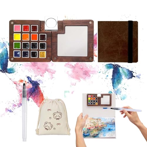Travel Watercolor Paint Set - Pocket 15-Color Mini Art Kit with Sketch Pad - color: 15 Colours with Sketchbook B