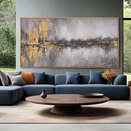 XIANSHOU Gold Abstract Wall Art Grey Pictures Modern Artwork Inspirational Wall Decor for Office 29"x 58" Gallery Wall Prints Living Room Poster Large Size - color: Grey, size: 58"L x 29"W