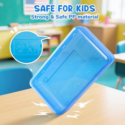 GAMENOTE Plastic Pencil Box with Personalized Sticker,Kid Hard Pencil Case with Snap-tight Lid,Small Art Craft Storage Containers,School Supplies Box for Boys,Girls ((Blue/Green/Pink) 3Pack) - color: (Blue/Green/Pink)3Pack