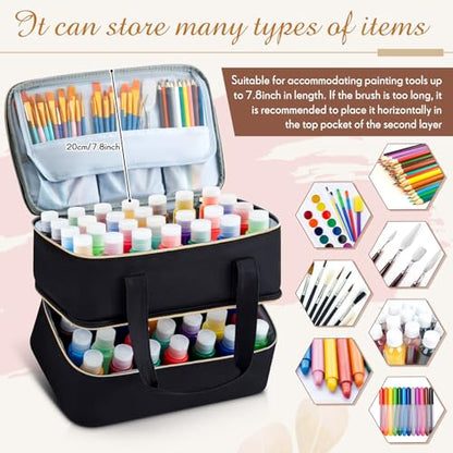 Abbylike Acrylic Paint Organizer Bag for up to 56 Bottles (2 Oz),Black - color: Black