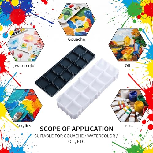 WLLHYF Twelve-Cell Paint Box, Travel Palette Tray Plastic Paint Palette