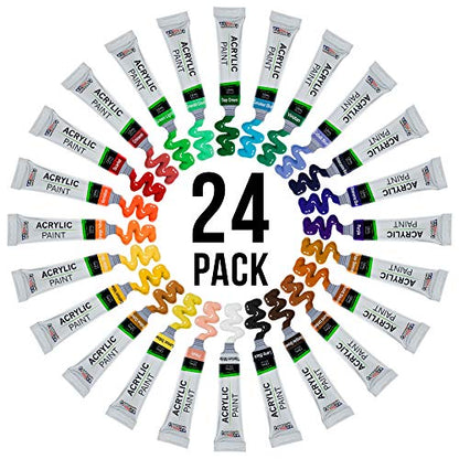 U.S. Art Supply 24 Color Professional Acrylic Paint Set in 12ml Tubes - size: 24 Count (Pack of 1)