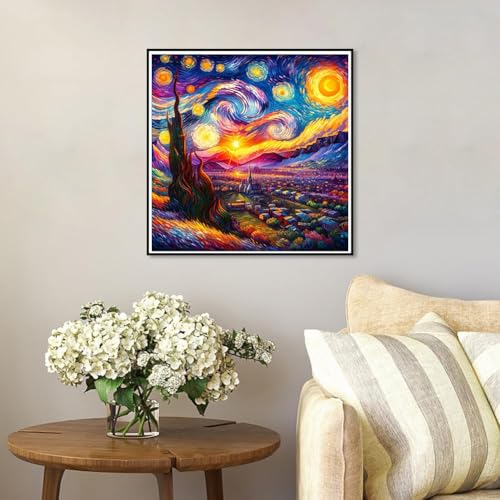 Lophomie Diamond Art Kits for Adults, 5D Starry Night Diamond Painting Kits - color: Diamond Art Van Gogh, size: 13.8x13.8in (35x35cm)
