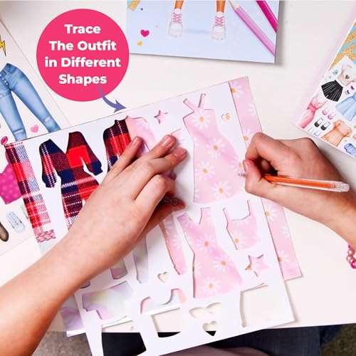 BSCOOL Fashion Designer Kits for Girls Drawing Coloring Book. Sticker Book | Includes stickers stencils and textures to spark little designers creativity. Fun dress-up sketchbook for kids ages 5 and up. - color: Fashion Studio