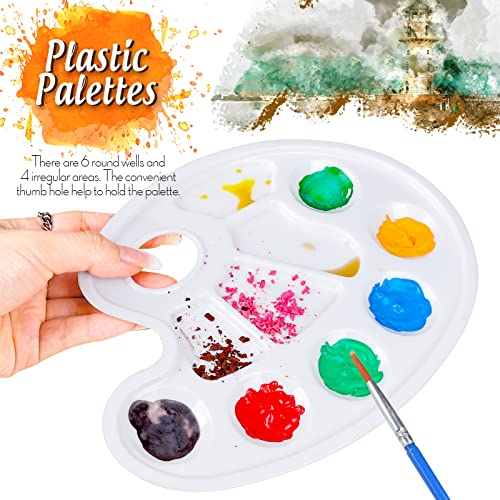 FANDAMEI Paint Palette, Paint Tray Palette, Oval Paint Trays, 2PCS | Painting Supplies for Kids & Adults, Plastic Paint Palette Tray, Paint Pallets for Students or School Art Painting or Project
