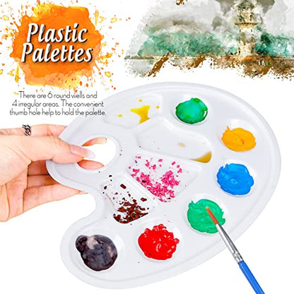 FANDAMEI Paint Palette, Paint Tray Palette, Oval Paint Trays, 2PCS | Painting Supplies for Kids & Adults, Plastic Paint Palette Tray, Paint Pallets for Students or School Art Painting or Project