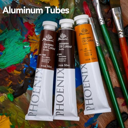 PHOENIX Studio Oil Paint Set - 10 Colors x 50ml / 1.69 Fl oz. - Professional Oil Based Art Paints for Painting - color: 10 Colors
