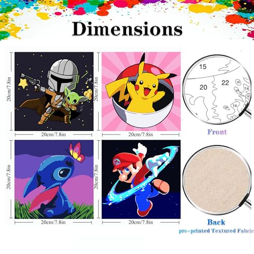 KOJEFCV 4 Pack Cartoon Paint by Number for Kids, Paint by Numbers for Kids - color: XYH008