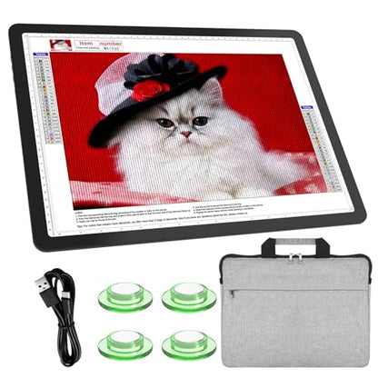 TSOCOS A3 Diamond Art Light Board with Carry Bag, High-Brightness Light Pad with Side Physical Buttons & 6 Levels of Brightness, 3 Colors Magnetic Light Box for Tracing, Diamond Painting - style: A3 with Bag (Non-rechargeable)