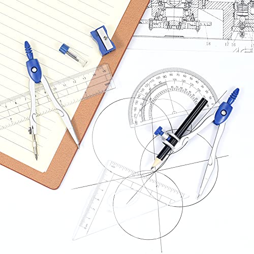 Vobou Math Geometry Sets 10 Pcs, Student Supplies Kit, for School,Navy Blue - color: Navy Blue
