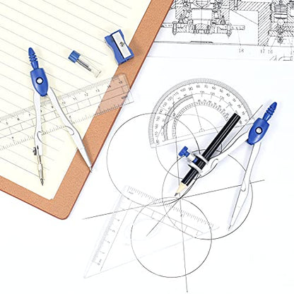 Vobou Math Geometry Sets 10 Pcs, Student Supplies Kit, for School,Navy Blue - color: Navy Blue