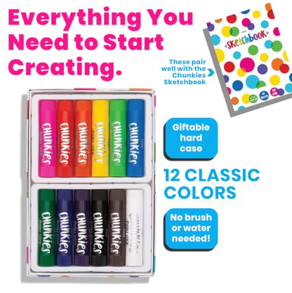 Ooly Chunkies Easy Grip Tempera Paint Sticks for Kids, Set of 12 - Classic - color: Classic Extended