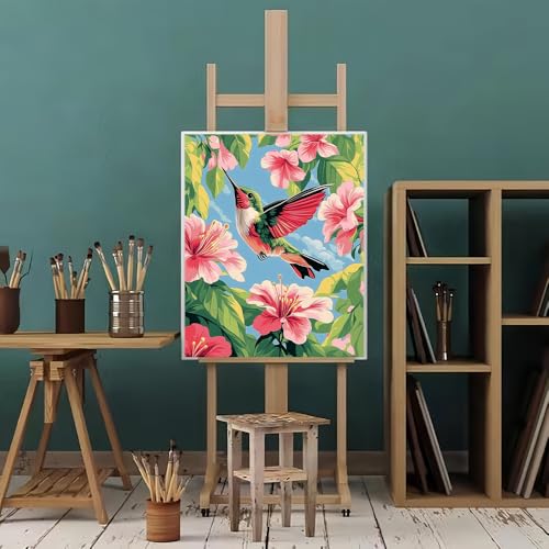 Natuyalo Paint by Numbers Kit for Adults Beginner, Hummingbird Adult Paint by Number Kits on Canvas, Animals DIY Acrylic Paint by Number for Adults for Home Decor Gift 16x20 inch - color: Color-04