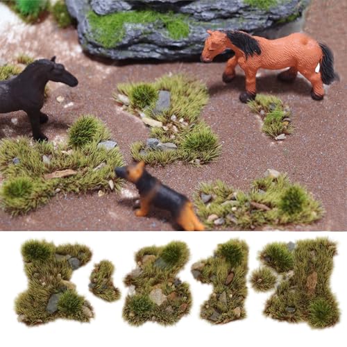 Kai Dream Miniature Static Grass and Stone Bush Clusters for Diorama, Train Landscape, Railroad Scenery, Wargaming (Autumn Yellow) - color: Autumn Yellow