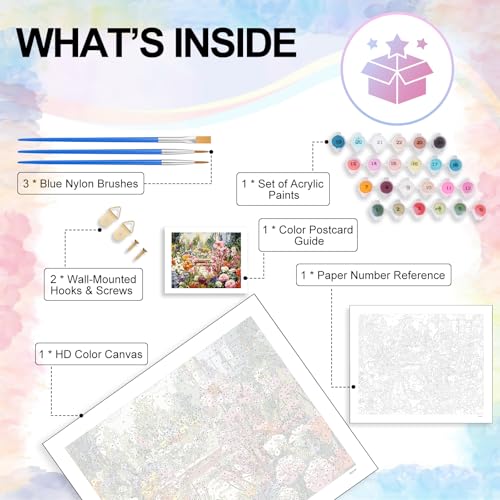 Paint by Numbers Kit for Adults, Garden Flowers Number Painting Canvas Kit - color: LBOPNFP10