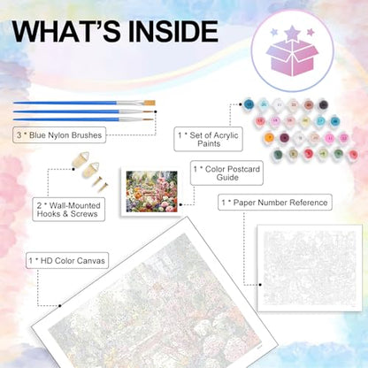 Paint by Numbers Kit for Adults, Garden Flowers Number Painting Canvas Kit - color: LBOPNFP10