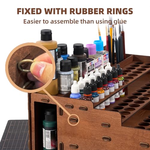 OPHIR Wooden Paint Organizer 98 Holes Rack for Miniature Paints & Brushes - size: 1.02"-98 Holes