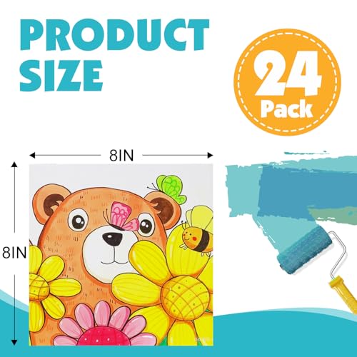 ESRICH Canvas for Painting, 24 Pack Square Canvas Boards for Painting 8x8 Cotton Primed Acid Free Blank Canvas Panels for Oil Paint, Watercolor, Acrylic Paint, Gouache and Tempera. - size: 8*8in 24pack
