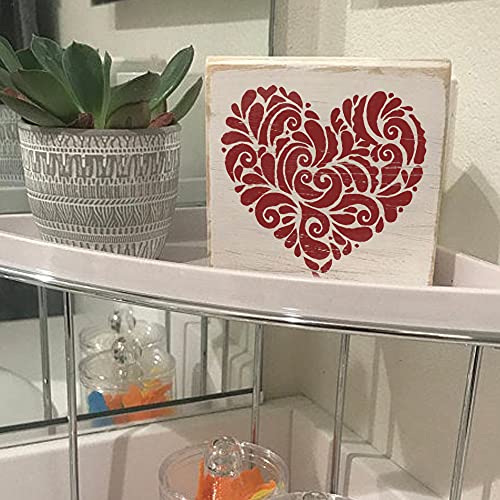 DLY LIFESTYLE Mandala Heart Stencils for Painting on Walls, Wood, Canvas, Paper, Fabric, and Furniture - 7x7 Inch Mandala Stencil - Reusable DIY Art and Craft Stencils - Valentines Stencil - color: Mandala Heart 7"x7"